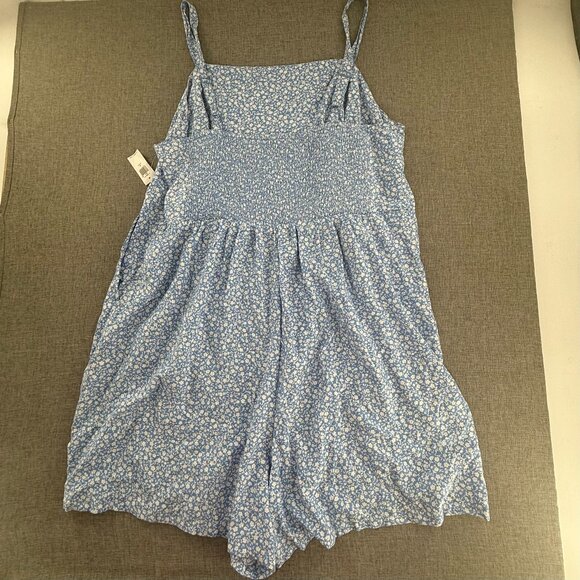 New Old Navy Womens Romper Blue & White Floral Plus 2X Rayon/ Viscose Strappy - Picture 9 of 12
